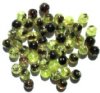 50 6mm Jonquil and Dark Purple Crackle Glass Beads